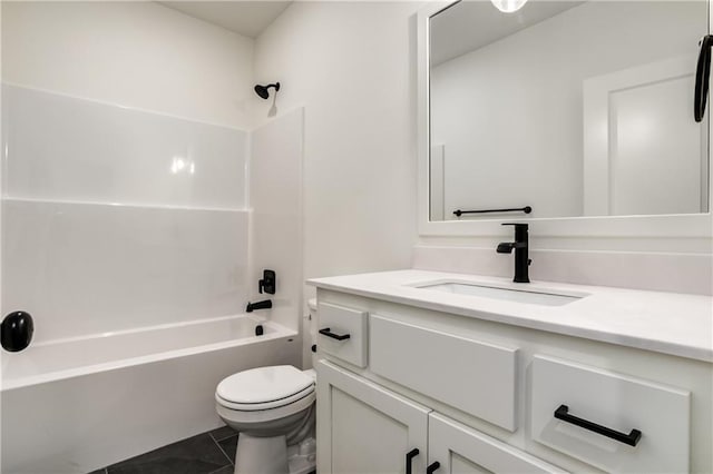 16502 S Stagecoach St, Olathe, KS 66062 - bathroom featuring toilet, shower / bathtub combination, tile patterned floors, and vanity