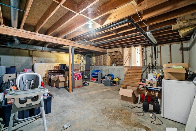15 Baber Cir, Camden Point, MO 64018 - unfinished basement with stairs and washer / dryer