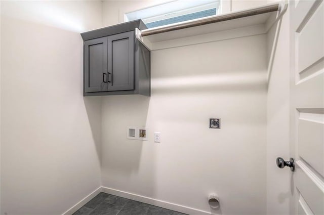 16567 S Stagecoach St, Olathe, KS 66062 - laundry area with electric dryer hookup, hookup for a washing machine, baseboards, and cabinet space