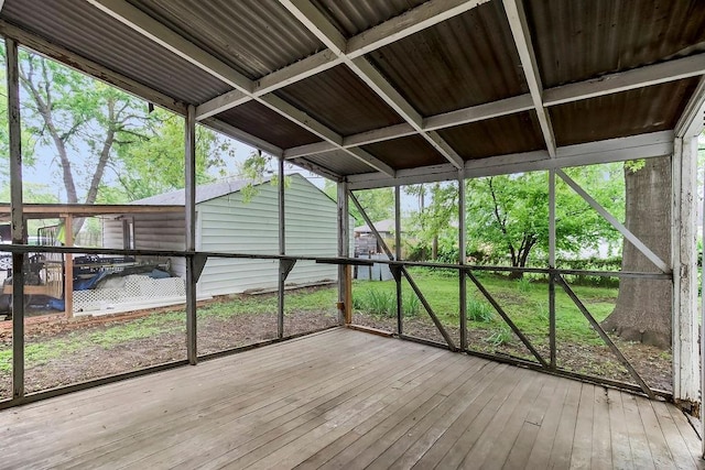view of unfurnished sunroom