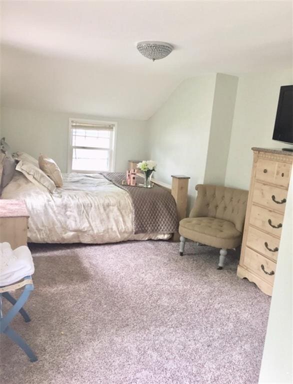 336 E Park St, Olathe, KS 66061 - carpeted bedroom featuring vaulted ceiling