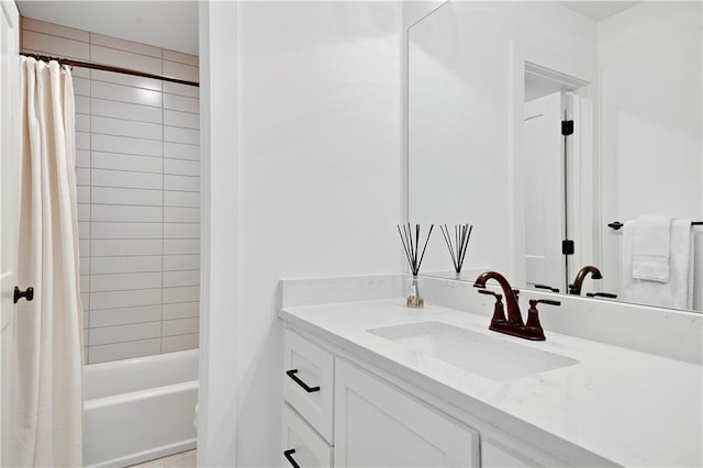 bathroom with vanity and shower / tub combo