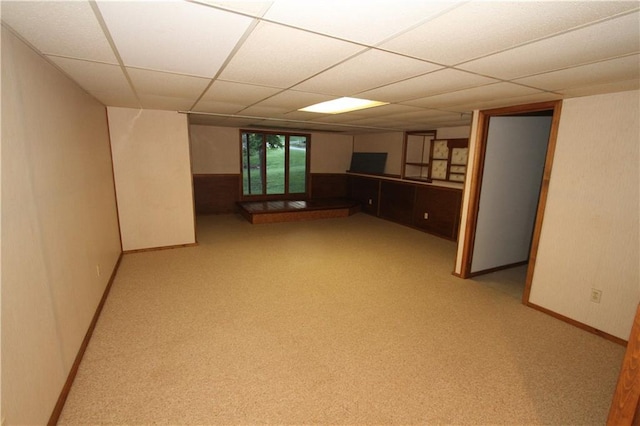 6726 Mill Creek Rd, Shawnee, KS 66217 - below grade area with a drop ceiling, baseboards, and carpet