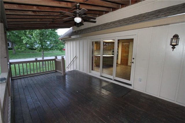 6726 Mill Creek Rd, Shawnee, KS 66217 - wooden deck featuring ceiling fan