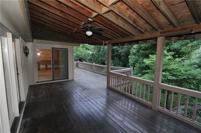 6726 Mill Creek Rd, Shawnee, KS 66217 - wooden deck with ceiling fan