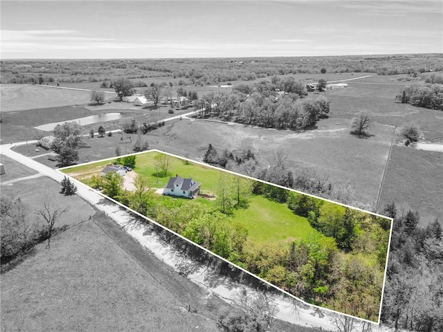 aerial view featuring a rural view