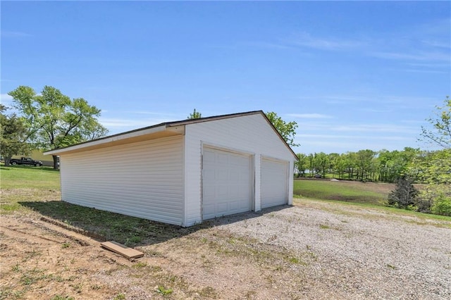 view of detached garage