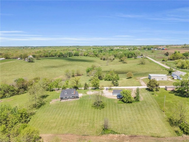 aerial view featuring a rural view