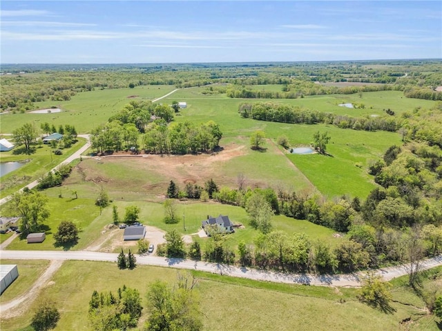 drone / aerial view featuring a rural view