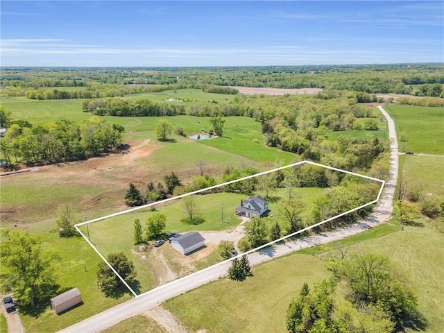 aerial view with a rural view