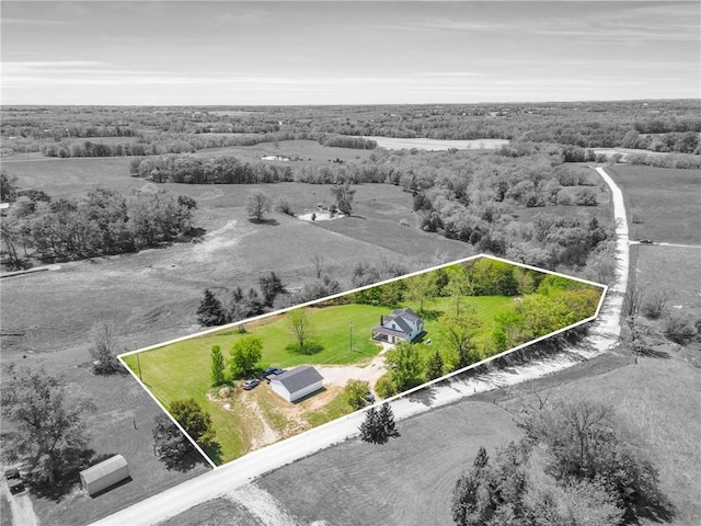 bird's eye view with a rural view