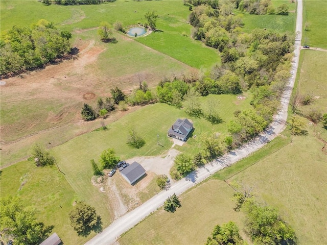 aerial view featuring a rural view