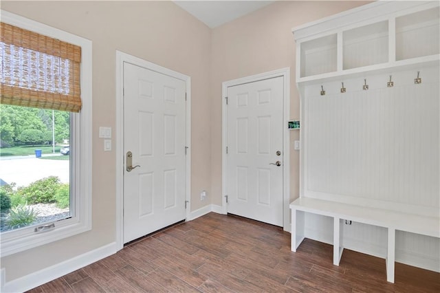 14575 Granada Cir, Leawood, KS 66224 - mudroom with dark wood-style floors and baseboards