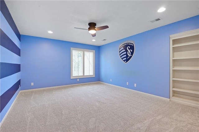 14575 Granada Cir, Leawood, KS 66224 - empty room featuring ceiling fan, carpet, and recessed lighting