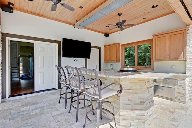 14575 Granada Cir, Leawood, KS 66224 - view of patio / terrace featuring ceiling fan and exterior kitchen