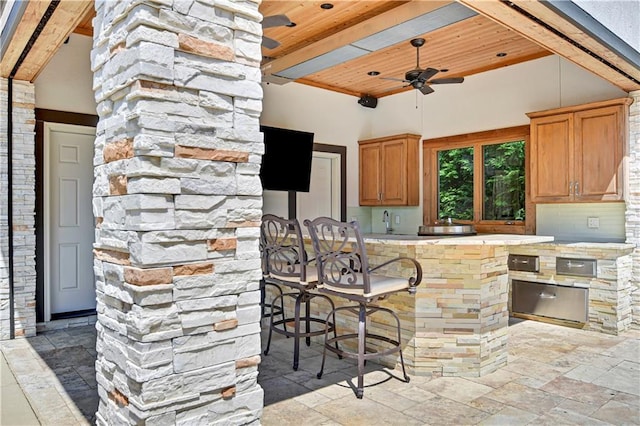 14575 Granada Cir, Leawood, KS 66224 - view of patio with exterior kitchen and ceiling fan