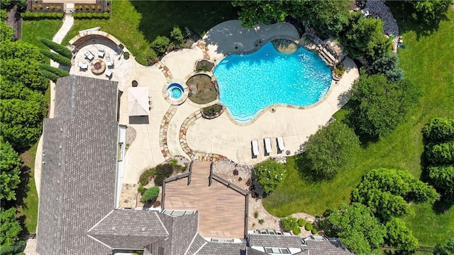 14575 Granada Cir, Leawood, KS 66224 - drone / aerial view of a pool
