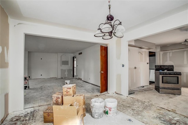 4904 Grandview Rd, Kansas City, MO 64137 - dining room featuring an inviting chandelier and visible vents
