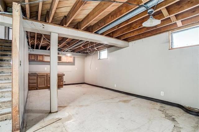 4904 Grandview Rd, Kansas City, MO 64137 - basement with stairs and a healthy amount of sunlight