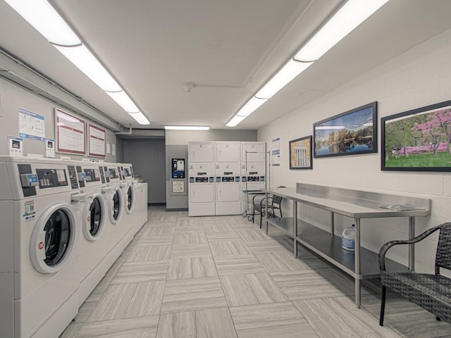 shared laundry featuring washing machine and dryer