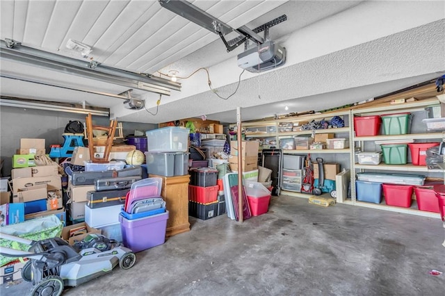 garage with a garage door opener
