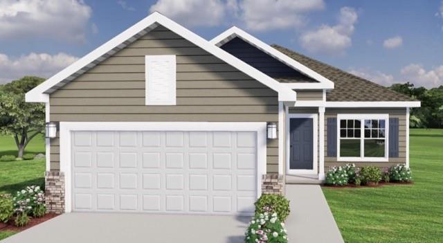 ranch-style home with a front lawn