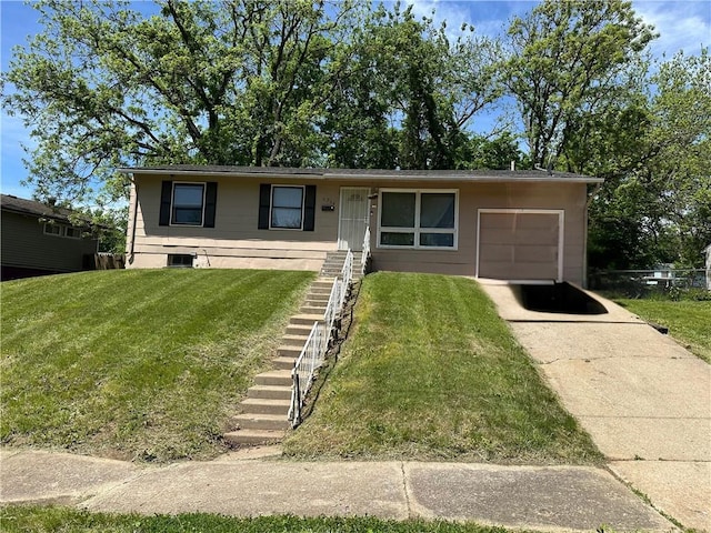 4714 Norton Ave, Kansas City, MO 64130 - single story home featuring driveway, a garage, a front yard, and stairs