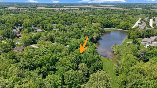 12 Woodland Trl, Warrensburg, MO 64093 - aerial overview of property's location featuring a large body of water and a heavily wooded area