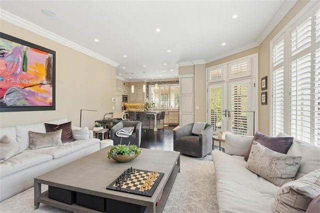 1901 Stratford Rd, Mission Hills, KS 66208 - living room with recessed lighting and ornamental molding