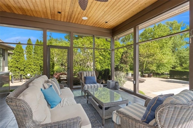 1901 Stratford Rd, Mission Hills, KS 66208 - sunroom with outdoor lounge area and a ceiling fan