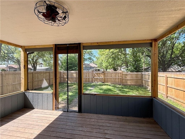 view of unfurnished sunroom