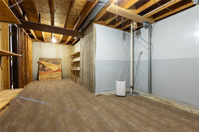 view of unfinished basement