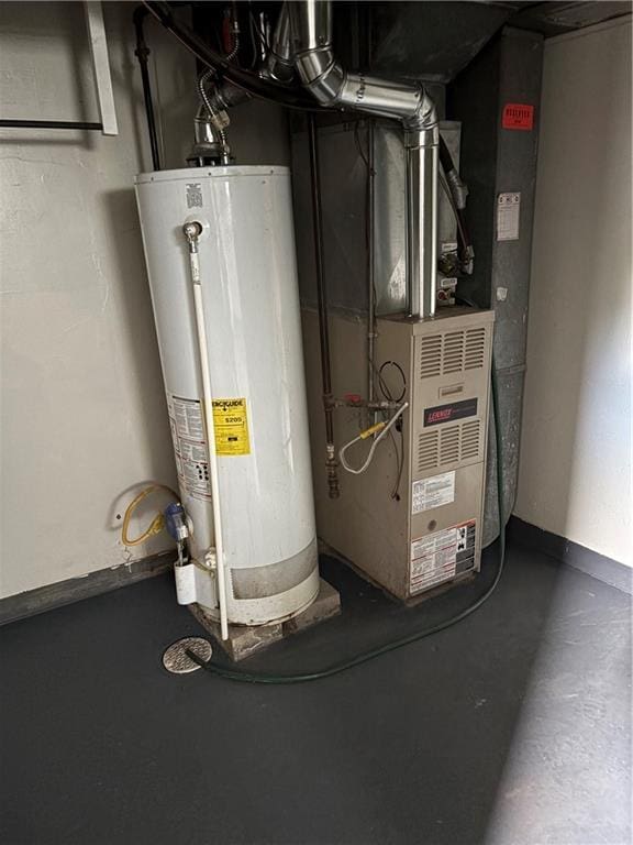 utilities featuring water heater and heating unit