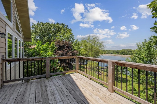 14 Emerald Shore Dr, Lake Tapawingo, MO 64015 - wooden deck featuring a water view