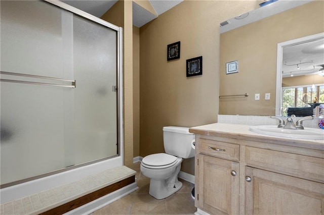 14 Emerald Shore Dr, Lake Tapawingo, MO 64015 - full bath with vanity, a stall shower, and tile patterned flooring