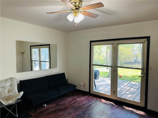 8480 NW High St Unit B, Amsterdam, MO 64723 - living area with ceiling fan, baseboards, plenty of natural light, and wood finished floors