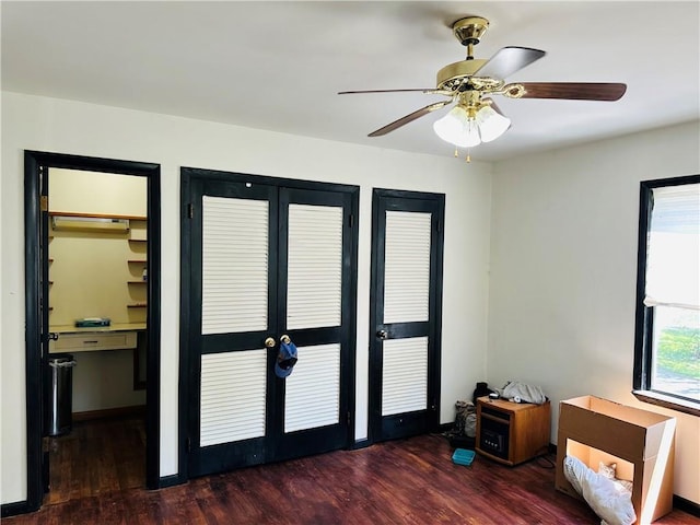 8480 NW High St Unit B, Amsterdam, MO 64723 - entrance foyer featuring ceiling fan, french doors, and wood finished floors