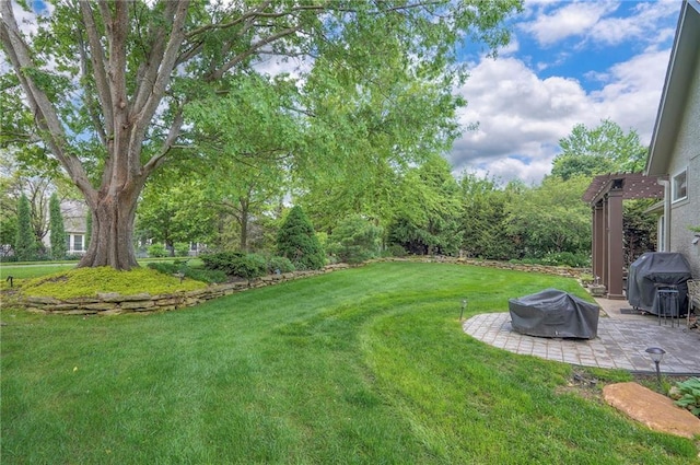 2945 W 143rd Ter, Leawood, KS 66224 - view of grassy yard featuring a patio and a fire pit