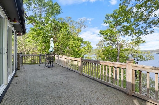 view of patio / terrace with a water view