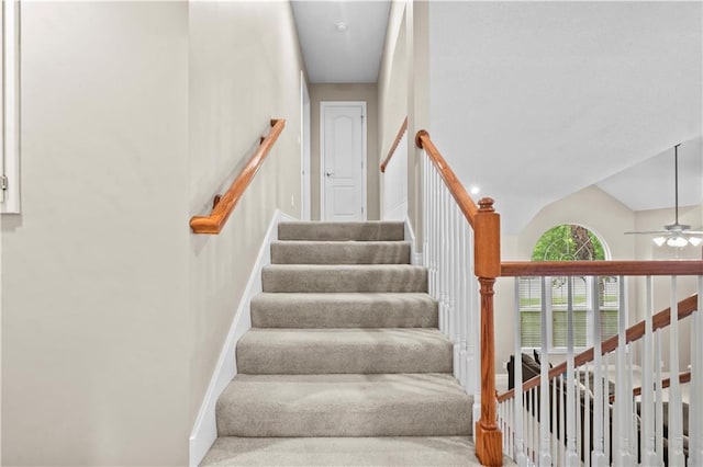 18461 W 157th St, Olathe, KS 66062 - staircase featuring ceiling fan