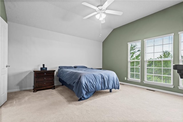 18461 W 157th St, Olathe, KS 66062 - carpeted bedroom with vaulted ceiling and ceiling fan