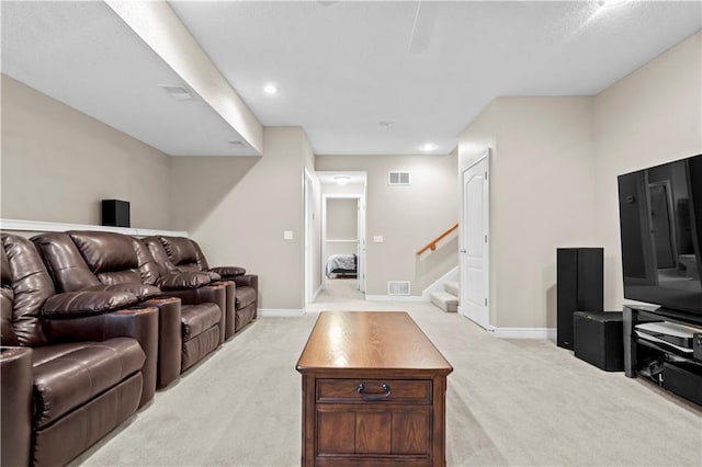 18461 W 157th St, Olathe, KS 66062 - living area with light carpet, stairway, and recessed lighting