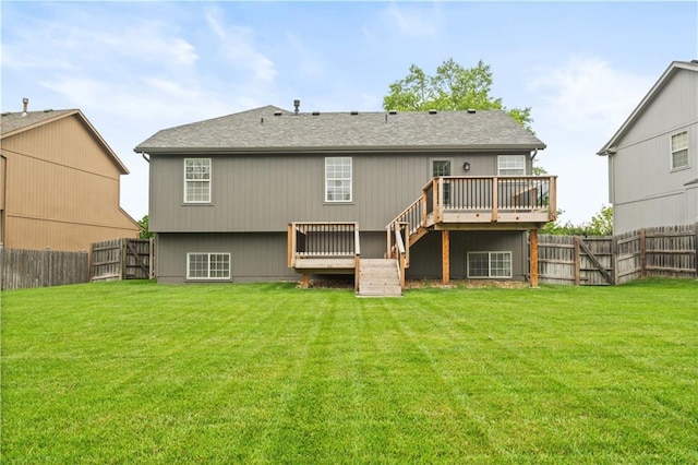 18461 W 157th St, Olathe, KS 66062 - rear view of property featuring a deck, stairway, and a fenced backyard