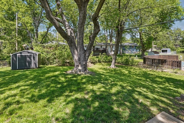 8020 Yecker Ave, Kansas City, KS 66109 - view of green lawn featuring a storage shed and an outbuilding