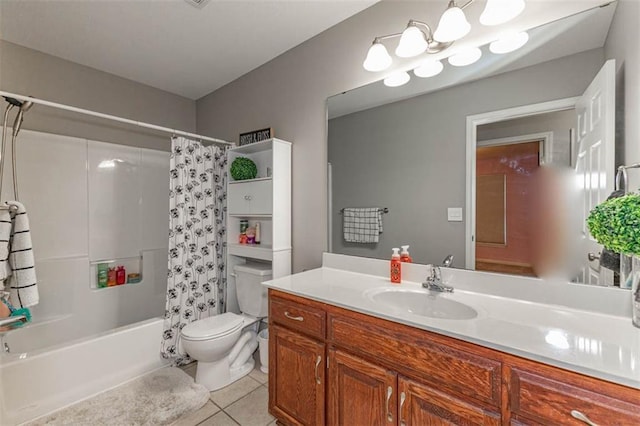 8115 NE 112th St, Kansas City, MO 64157 - full bath with tile patterned floors, toilet, vanity, and shower / tub combo with curtain