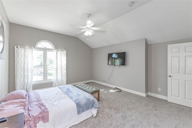 8115 NE 112th St, Kansas City, MO 64157 - bedroom featuring carpet, lofted ceiling, baseboards, and ceiling fan