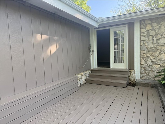 wooden terrace with entry steps