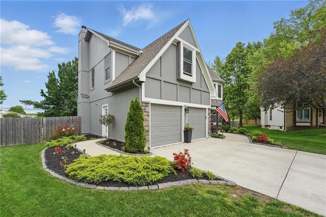 view of property exterior with a shingled roof, driveway, and an attached garage