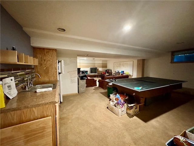5212 Somerset Dr, Prairie Village, KS 66207 - rec room featuring a sink and carpet floors