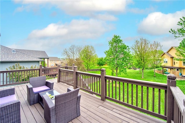 8812 NE 101st St, Kansas City, MO 64157 - wooden terrace with a lawn and a residential view